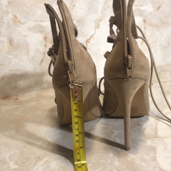 Nude Charlotte Russe Tie Up Heels Zip Lace Size - Picture 5 of 7